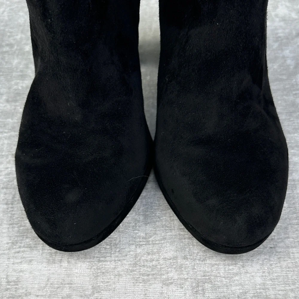 Copper Key Black Ankle Boots with Bow & Glitter Pattern Heel Accent